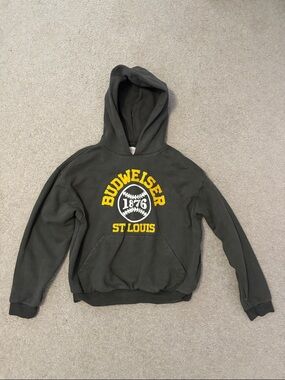 PacSun Budweiser Dark Gray Crewneck Sweatshirt with Yellow St. Louis Graphic